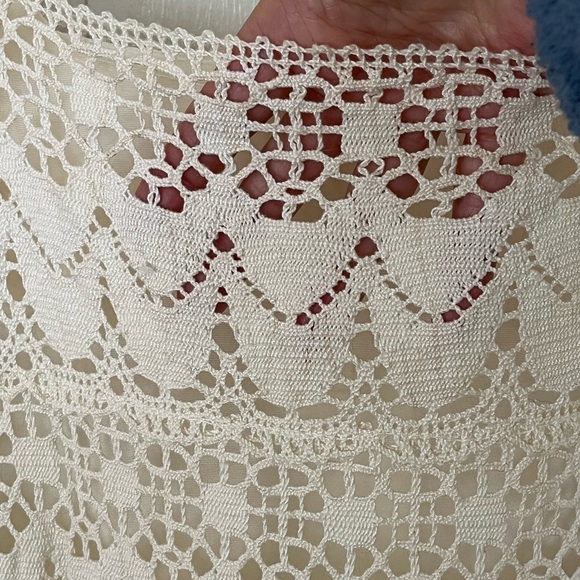 Bohemian Cream Lace Crochet Bell Sleeve Dress Womens S/M Cottagecore Romantic - Picture 8 of 12
